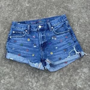 Blue embroidered american eagle denim